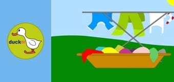 Finn and Fianna - Laundering on sunny day