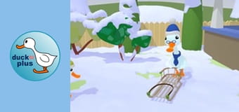 Ducky and Fluffy - Ducky with Fluffy on the Sleigh