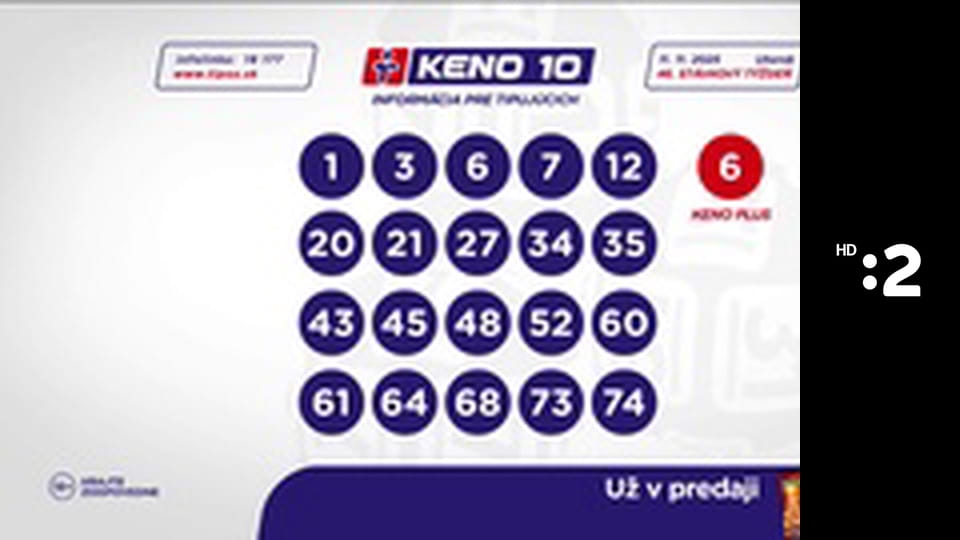 Informácia pre tipujúcich: KENO 10, Keno Joker, Euromilióny, Euromilióny Joker, Všetko alebo nič E45